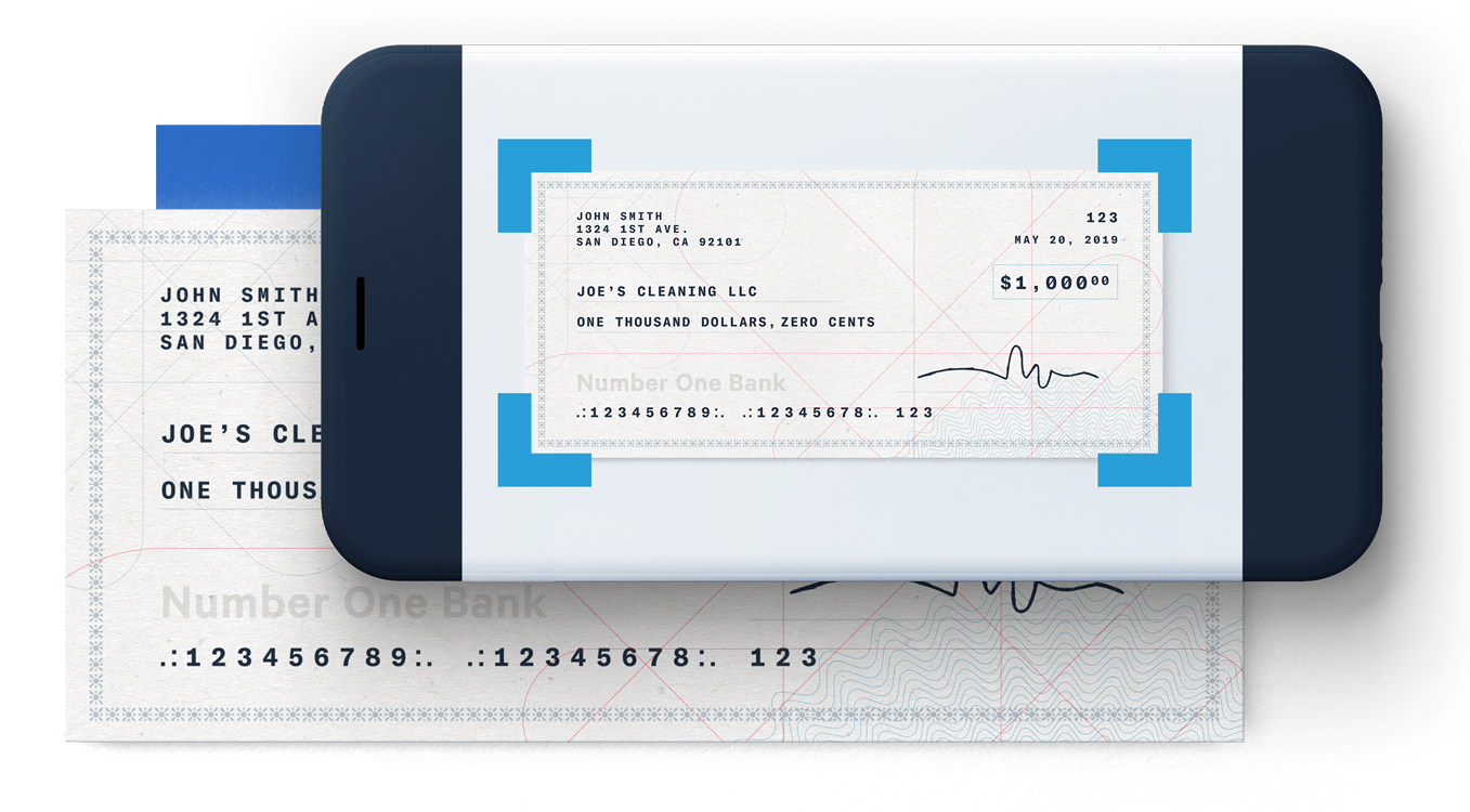 Photo of check on a Mobile Deposit app
