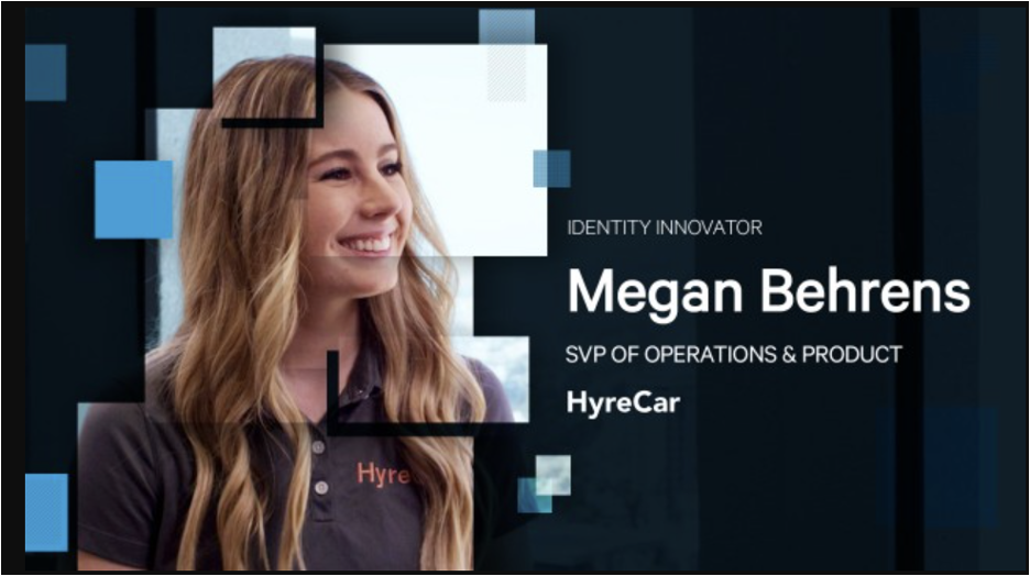 Woman with a HyreCar shirt smiling